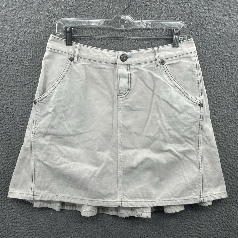 Free People Mini Skirt Size 28 White Denim Stitched Embroidered Pleated A Line